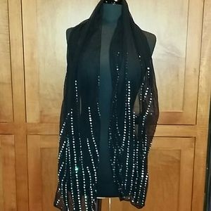 Worthington Sequenced & Beaded Black Scarf Hijab